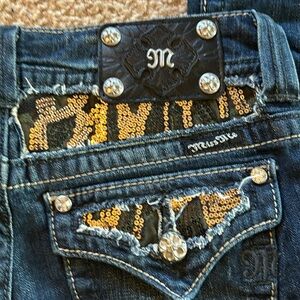Miss Me sequence and rhinestone embellished denim jean